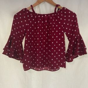 Perfect colors for fall. Ob-sess shirt. Adjustable straps and off the shoulder.